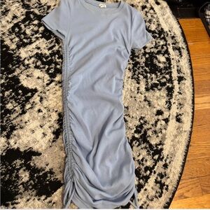 Garage Light Blue Ruched Midi Dress